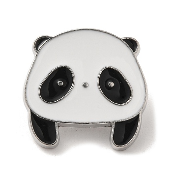 Panda Enamel Pin, Alloy Brooch for Backpack Clothes, White, 23x23x2mm