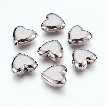 CCB Plastic Beads, Heart, Platinum, 20x21.5x8.5mm, Hole: 2mm