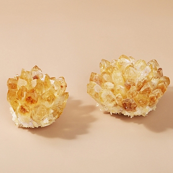 Natural Druzy Quartz Crystal Display Decorations, Raw Quartz Cluster, Nuggets, Gold, 76mm