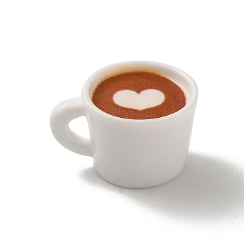 Opaque Resin Drink Pendants, Coffee Cup Charms, White, Heart, 17x22x13.5mm, Hole: 4.5x3mm