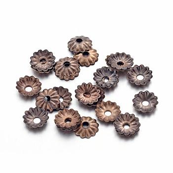 Antique Bronze Iron Flower Bead Caps, Nickel Free, 5x1.5mm, Hole: 1mm, about 330pcs/10g