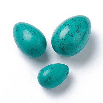 Synthetic Turquoise Pendants Sets, Egg Stone, 45~46x30mm, 39~40x25~25.5mm, 30~31x20~20.5mm, Hole: 1.5~2mm, 3pcs/set