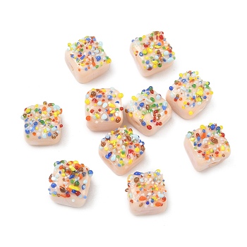 Handmade Lampwork Beads, Imitation Food, Candy Bread, Colorful, 9.5~10x9.5~10x8mm, Hole: 1.5mm
