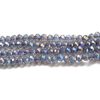 Transparent Baking Painted Glass Beads Strands, AB Color, Faceted, Round, Slate Gray, 2.5x2mm, Hole: 0.7mm, about 148~152pcs/strand, 12.05~12.36 inch(30.6~31.4cm)