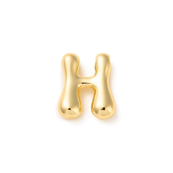 Brass Pendants, Real 18K Gold Plated, Letter H, 22.5x18.5x7mm, Hole: 2x3mm