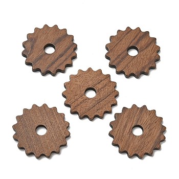 Walnut Wood Pendants, Gear Charm, Camel, 23.5x2.5mm, Hole: 4.5mm
