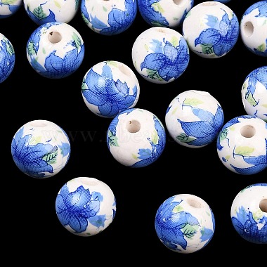 Floral Printed Porcelain Beads(PORC-Q199-12mm-19)-1