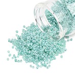 Glass Seed Beads, Ceylon, Round, Sea Green, 2.5x2.5mm, Hole: 0.8mm, about 30000pcs/pound(SEED-XCP0001-48)