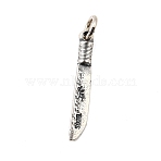 S925 Sterling Silver Pendants, Knife Charm, Antique Silver, 20x3x2.5mm, Hole: 2.5mm(STER-Q006-01AS)
