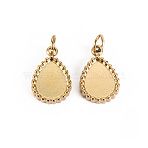 304 Stainless Steel Pendant Cabochon Settings, with Jump Rings, Teardrop, Real 14K Gold Plated, Tray: 8x6mm, 12.5x8x2mm, Jump Ring: 3.8x0.5mm, 2.8mm inner diameter(STAS-S116-251G)
