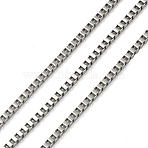 Tarnish Resistant 304 Stainless Steel Venetian Chains, Box Chain, Unwelded, Stainless Steel Color, 2x2mm(CHS-K001-34C)