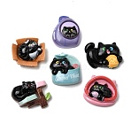 Opaque Resin Cabochons, Cat Shape, Mixed Color, 20~25x22~28x8.5~10mm(RESI-B038-02)