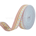 12.5 Yards Polyester Jacquard Flower Ribbon, for Clothes Decoration, Wheat, 3/4 inch(20mm)(OCOR-FG0002-28B)
