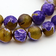 Natural Weathered Agate Faceted Round Beads Strands, Dyed, Grade A, Peru, 10mm, Hole: 1mm, about 37pcs/strand, 15 inch(G-A134-02B-10mm)