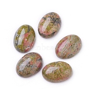 Natural Unakite Cabochons, Oval, 14~14.5x9.5~10x4~5mm(G-A174-05A-10x14mm)