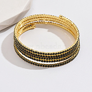 Real 18K Gold Plated Brass Multi Layer Wrap Bracelets, Cubic Zirconia Tennis Bracelet, Black, No Size(RM1445-2)