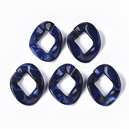 Acrylic Linking Rings, Quick Link Connectors, For Curb Chains Making, Imitation Gemstone Style, Twist, Dark Blue, 36x35x7mm, Inner Diameter: 16x14mm, about: 135pcs/500g(OACR-T021-012B)