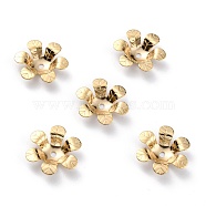 Brass Bead Caps, 6-Petal, Flower, Real 24K Gold Plated, 15x13x3mm, Hole: 1.5mm(KK-O131-22G)