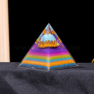 Resin Orgonite Pyramid Display Decorations, with Synthetic Turquoise, for Home Office Desk, 60mm(G-PW0004-55F)