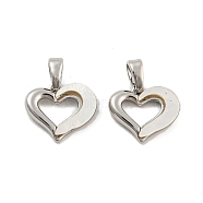 Brass Pave Shell Charms, Heart Charm, Platinum, 11.5x13x2mm, Hole: 4.8x2.7mm(KK-G490-42P)