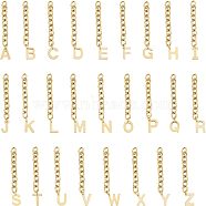 Unicraftale 304 Stainless Steel Chain Extender, with Cable Chain and Alphabet Charms, Letter A~Z, Golden, 67.5mm, Link: 8x6x1.3mm, Hole: 5.3x3.3mm, 26pcs/set, 1set/Box(STAS-UN0017-14G)