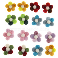Handmade Wool Felt Woven Costume Accessories, Flower, Mixed Color, 33~35mm(PW-WG31363-07)