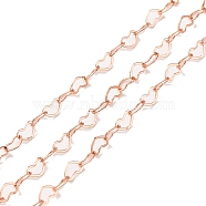 Brass Heart Link Chain, Soldered, for Bag Strap Jewelry Making, Rose Gold, 5x3.5x0.4mm(FIND-TAC0008-47RG)