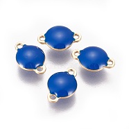 Ion Plating(IP) 304 Stainless Steel Enamel Links connectors, Enamelled Sequins, Flat Round, Golden, Marine Blue, 12x8x4mm, Hole: 1.4mm(STAS-F206-01G-B09)