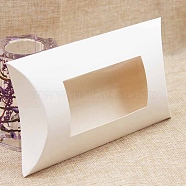 Paper Pillow Candy Boxes, Gift Boexes, with PVC Window, for Wedding Favors Baby Shower Birthday Party Supplies, White, 12.5x7.4x2cm(CON-PW0001-103A)