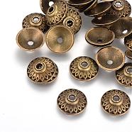 Apetalous Tibetan Style Alloy Bead Caps, Cadmium Free & Lead Free, Antique Bronze, 14.5x5mm, Hole: 2.5mm, about 760pcs/1000g(TIBE-Q046-01AB-LF)