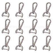 WADORN 12Pcs 2 Styles Alloy Swivel Lobster Claw Clasps, with Iron Screws Swivel Snap Hook, for Bag Making, Gunmetal, 47~47.5x24.5~27.5x6~7mm, Hole: 20.5x10.5~11.5mm, 6pcs/style(FIND-WR0006-03B)