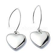 Non-Tarnish 304 Stainless Steel Heart Dangle Earrings, Stainless Steel Color, 45~46x20mm(EJEW-G375-07P)