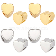 Elite 8Pcs 2 Colors 925 Sterling Silver Beads, Heart, with S925 Stamp, Real Gold Plated & Real Platinum Plated, 3.3x3.1x2.5mm, Hole: 1.2mm, 4Pcs/color(STER-PH0001-65)