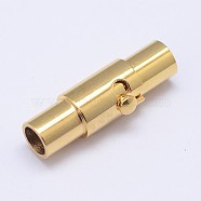 Column 304 Stainless Steel Locking Tube Magnetic Clasps, Ion Plating (IP), Golden, 16x5mm, Hole: 3mm(STAS-D117-A-G)
