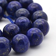 Dyed Natural Lapis Lazuli Round Beads Strands, 8~8.5mm, Hole: 1mm, about 45~47pcs/strand, 14.9 inch(38cm)(G-G735-06-8mm)
