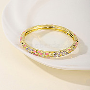 Fashionable Casual Retro Alloy Enamel Hinged Bangles for Women, Pearl Pink, Inner Diameter: 2 inch(5.2cm)(DG9304-6)