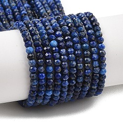 Dyed Natural Lapis Lazuli Beads Strands, Faceted, Rondelle, 3x2mm, Hole: 0.5mm, about 189~191pcs/strand, 15.35''(39cm)(G-K376-B05-01)