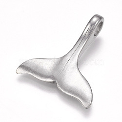 304 Stainless Steel Pendants, Matte, Whale Tail Shape, Stainless Steel Color, 29x25.5x8mm, Hole: 4.5mm(STAS-I082-05P)