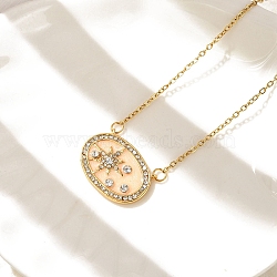 Brass Micro Pave Cubic Zirconia Star Oval Pendant Necklaces, Real 18K Gold Plated, Clear, 19.13 inch(48.6cm) long+60mm extender(NJEW-R018-04G-01)