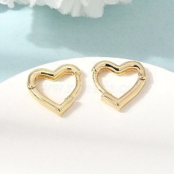 Brass Huggie Hoop Earrings, Heart, Real 16K Gold Plated, 12x12x2.5mm(EJEW-G473-04G)