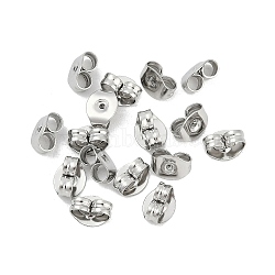 316 Surgical Stainless Steel Ear Nuts, Stainless Steel Color, 4.5x5.5x3mm, Hole: 1mm(FIND-WH0110-193P)