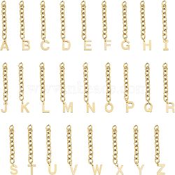 Unicraftale 304 Stainless Steel Chain Extender, with Cable Chain and Alphabet Charms, Letter A~Z, Golden, 67.5mm, Link: 8x6x1.3mm, Hole: 5.3x3.3mm, 26pcs/set, 1set/Box(STAS-UN0017-14G)