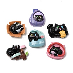 Opaque Resin Cabochons, Cat Shape, Mixed Color, 20~25x22~28x8.5~10mm(RESI-B038-02)