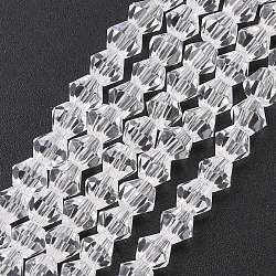 Imitate Austrian Crystal Bicone Glass Beads Strands, Grade AA, Faceted, Clear, 4x4mm, Hole: 1mm, about 82~85pcs/srand, 30.5~31cm(X1-GLAA-F029-4x4mm-13)