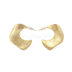 Brass Stud Earrings, Irregular Semicircle, Golden, 33x17mm(EJEW-B046-11G)