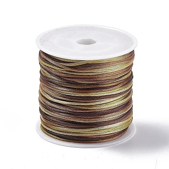 Segment Dyed Nylon Thread Cord, Rattail Satin Cord, for DIY Jewelry Making, Chinese Knot, Sienna, 1mm