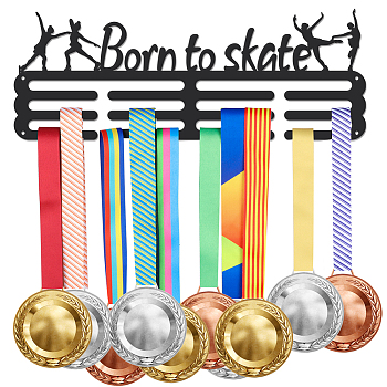 Iron Medal Hanger Holder Display Wall Rack, 3-Line, with Screws, Born To Skate, Sports, 150x400mm