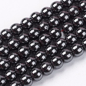Magnetic Synthetic Hematite Beads Strands, Grade A, Round, Black, 6mm, Hole: 1mm, 15.5 inch