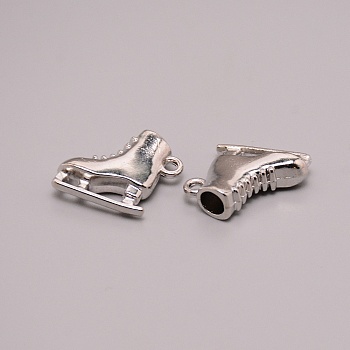 Skating Shoes Alloy Pendants, DIY Jewelry Accessories, Platinum, 17.5x20x6.5mm, Hole: 2mm