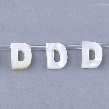 Sea Shell Beads, Top Drilled Beads, Letter, Letter.D, 10x8x3mm, Hole: 0.8mm